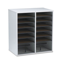 Safco 16 Compartments 19.5 in. x 11.75 in. x 21 in. Wood/Laminate Literature/CD Sorter - Gray Wood