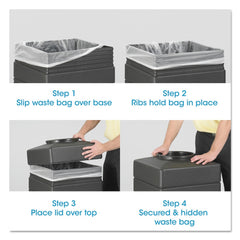 Safco Canmeleon 38-Gallon Polyethylene Side-Open Recessed Panel Receptacles - Black