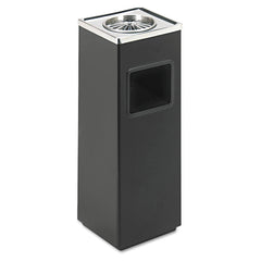 Safco 3 gal. Stainless Steel Square Ash 'N' Trash Sandless Urn - Black