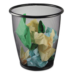 Safco Onyx 5-Gallon Round Steel Mesh Wastebasket - Black