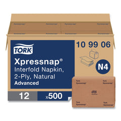 Tork 2-Ply 6.5 in. x 8.5 in. Xpressnap Interfold Dispenser Napkins - Natural (12/Carton)