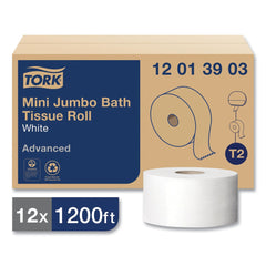 Tork 12013903 3.48 in. x 1200 ft. Septic Safe 1-Ply Advanced Bath Tissue - Jumbo, White (12/Carton)
