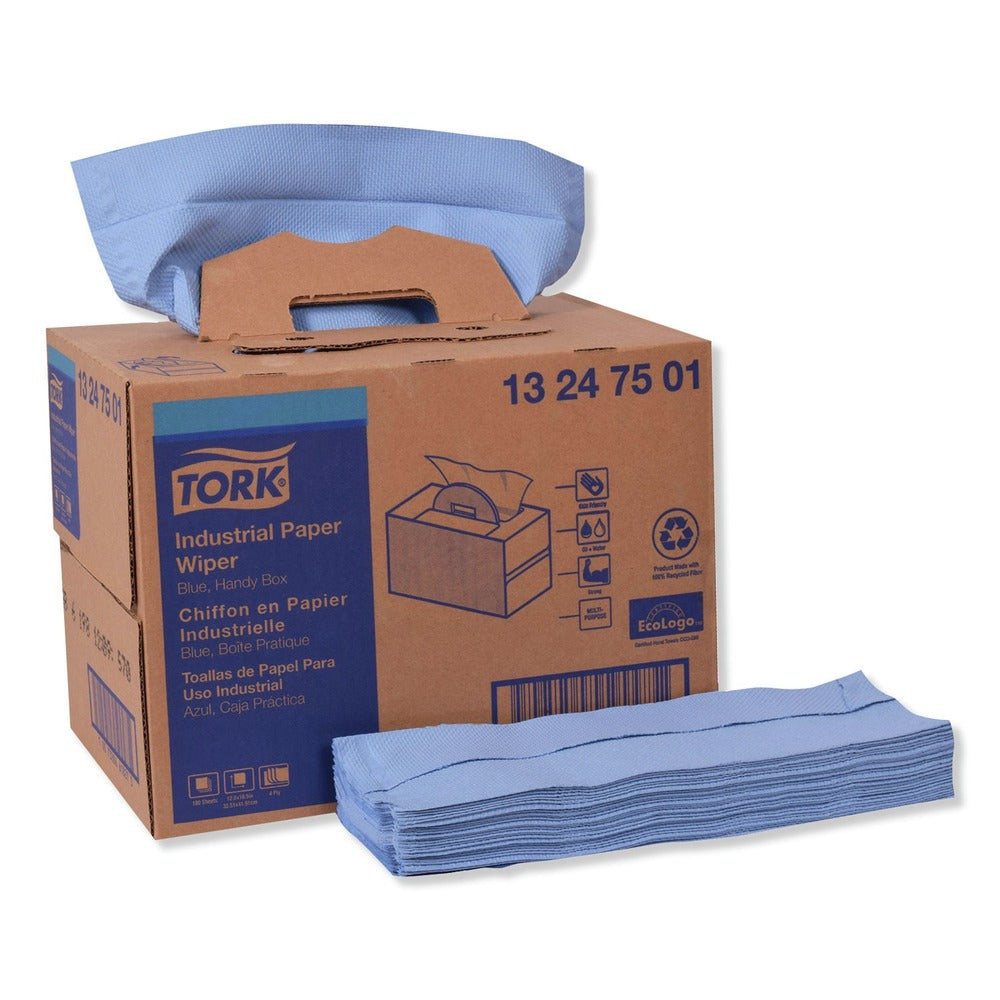 Tork 12.8 x 16.5 4-Ply Industrial Paper Wiper - Blue/Unscented (180/Carton)