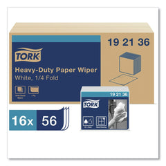 Tork 192136 1/4 Fold 1-Ply 12.5 in. x 13 in. Heavy-Duty Paper Wiper - White (16/Carton)