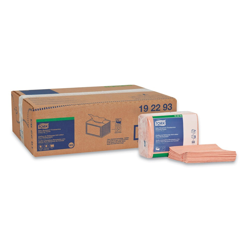 Tork 11.75 in. x 14.75 in. 1-Ply Small Pack Foodservice Cloth - Unscented/Red/Red Stripe (4/Carton)