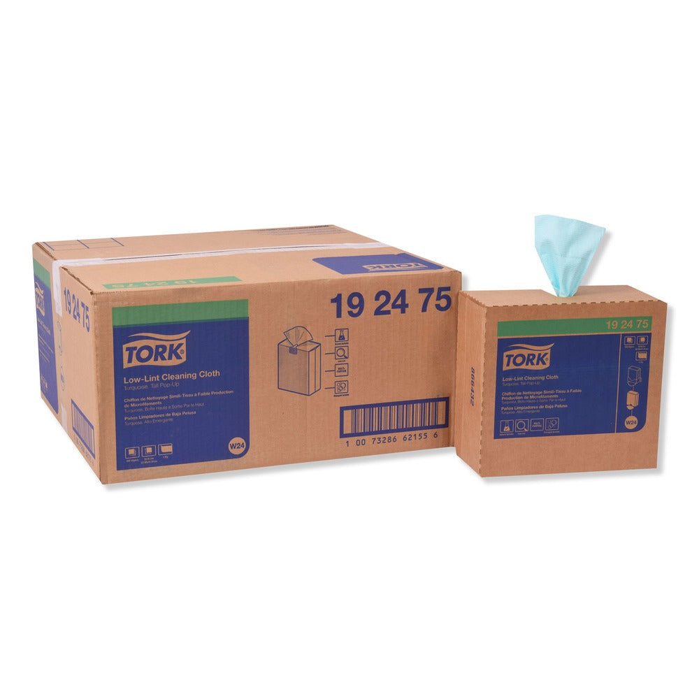 Tork 1-Ply 9 in. x 16.5 in. Unscented Low-Lint Cleaning Cloth - Turquoise (800/Carton)