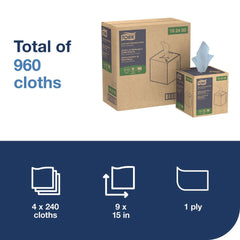 Tork 15 in. x 15 in. 1-Ply Low-Lint Cleaning Cloth - Blue (4 Boxes/Carton)