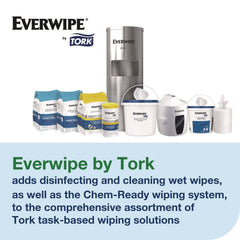 Tork 192816 8 in. x 6 in. 1-Ply Light-Duty Surface Cleaning Wet Wipe - Unscented, White (2 Rolls/Carton)