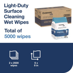 Tork 192816 8 in. x 6 in. 1-Ply Light-Duty Surface Cleaning Wet Wipe - Unscented, White (2 Rolls/Carton)