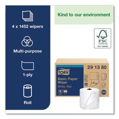 Tork 291380 1-Ply 7.68 in. x 1150 ft. Paper Wiper Roll Towel - White (4/Carton)