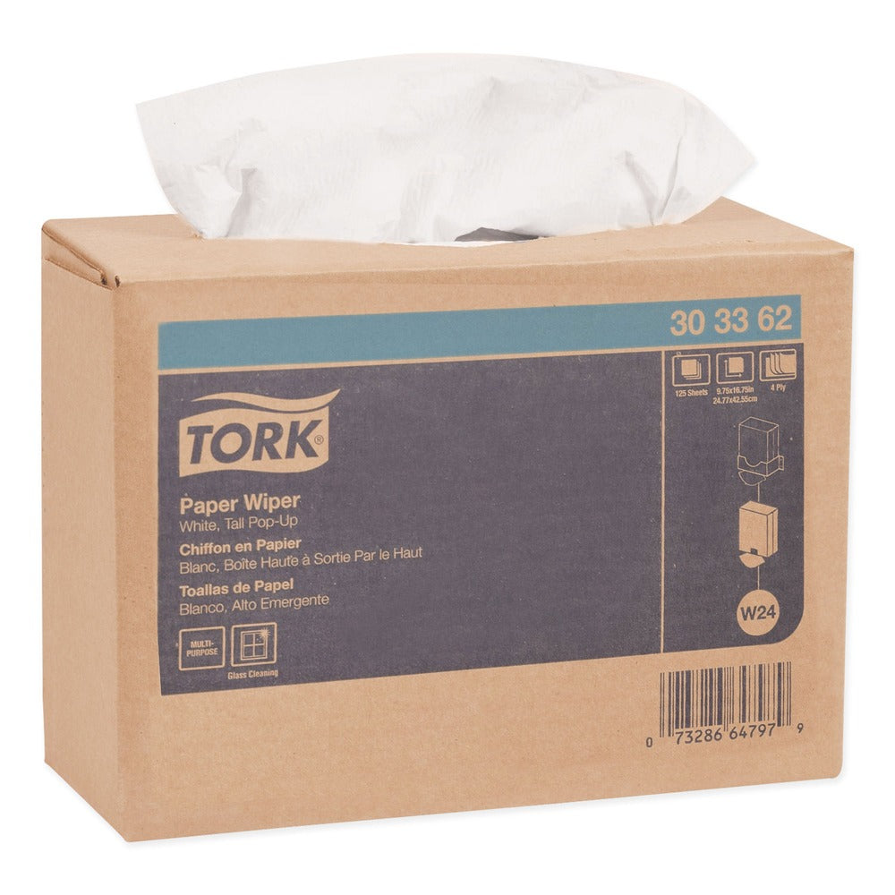 Tork 303362 4-Ply 9.75 in. x 16.75 in. Multipurpose Paper Wiper - White (8/Carton)