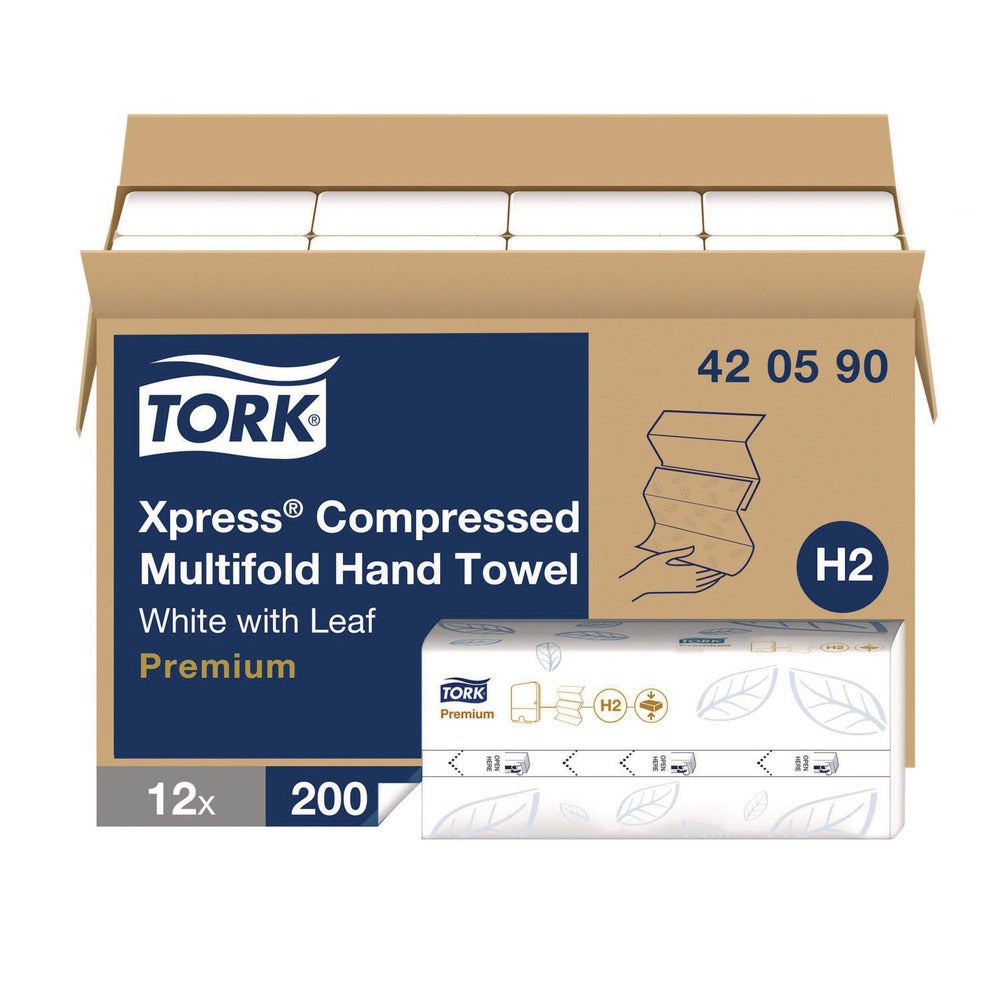 Tork 1-Ply 8.3 in. x 9.45 in. Xpress Compressed Multifold Hand Towels - White (12/Carton)
