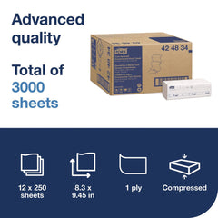 Tork 8.3 in. x 9.25 in. 1-Ply Xpress Compressed Multifold Hand Towels - White (12 Packs/Carton)