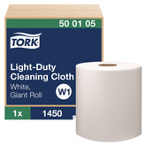 Tork 500105 1-Ply 9 in. x 12.4 in. Light Duty Cleaning Cloth Giant Roll - White (1/Carton)