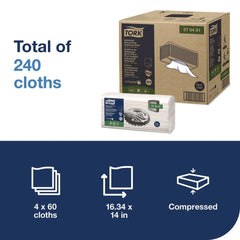 Tork 1-Ply 13.97 x 4.25 in. Industrial Heavy-Duty Cleaning Cloth - Unscented, White (4/Carton)