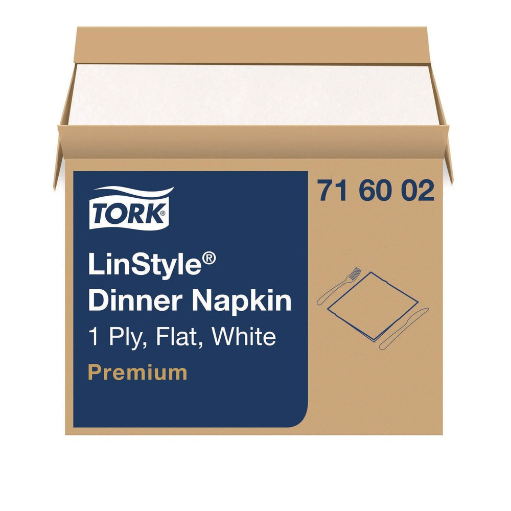 Tork 1-Ply 15 in. x 16 in. LinStyle Dinner Napkin - White (1000/Carton)
