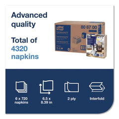 Tork Xpressnap 6.5 in. x 8.4 in. 2-Ply Interfold Dispenser Napkins - Natural (6/Carton)