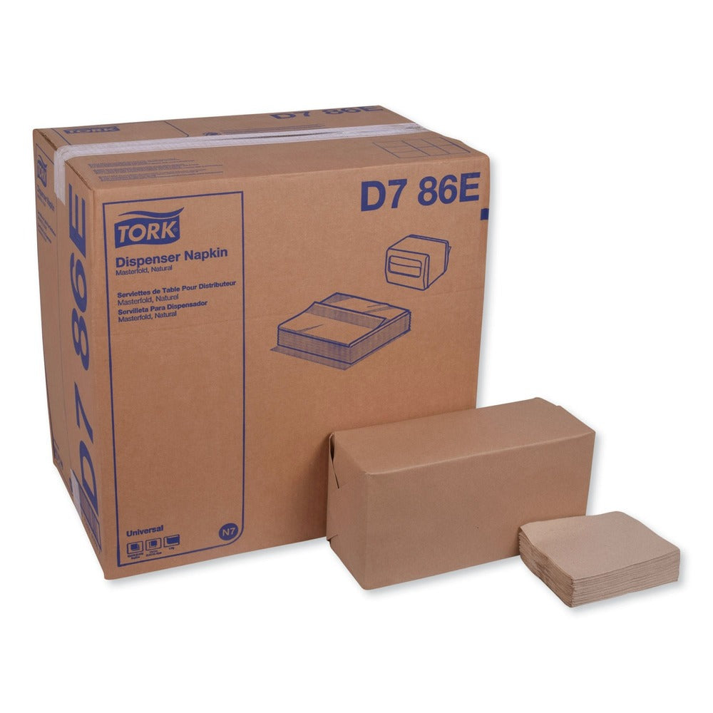 Tork 1 Ply 13 in. x 12 in. Masterfold Dispenser Napkins - Natural (6000/Carton)