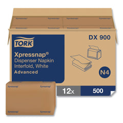 Tork DX900 1-Ply Bag-Pack 13 in. x 8.5 in. Xpressnap Interfold Dispenser Napkins - White (6000/Carton)