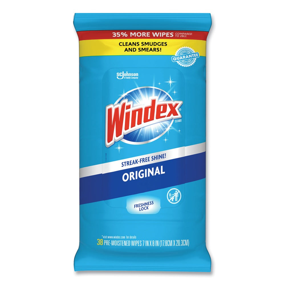 Windex 7 in. x 8 in. Cloth Glass and Surface Wet Wipe - Unscented White
