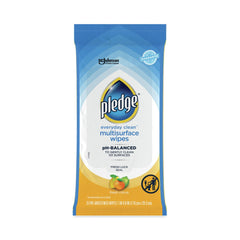Pledge 7 in. x 10 in. Multi-Surface Cleaner Wipes - Fresh Citrus (25/Pack, 12 Packs/Carton)