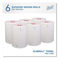 Scott 47032 1-Ply 8 in. x 580 ft. Traditional Business Slimroll Towels - White/Pink (6 Rolls/Carton)