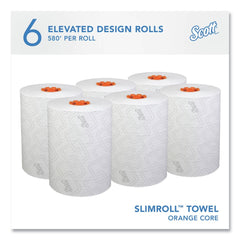 Scott 1-Ply 8 in. x 580 ft. Slimroll Towels - White/Orange Core (6/Carton)