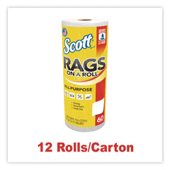Scott 9.4 in. x 11 in. 1-Ply Rags On A Roll - White (12/Carton)