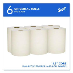 Scott Essential 8 in. x 800 ft. 1.5 in. Core 1-Ply 100% Recycled Fiber Hard Roll Towel - Brown (6/Carton)
