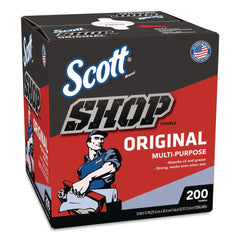 Scott 9 in. x 12 in. 1-Ply Shop Towels Original - Unscented/Blue (200/Box)