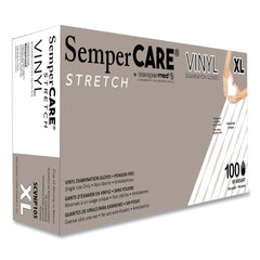 SemperCare Stretch Vinyl Examination Gloves - X-Large, Cream (100/Box)