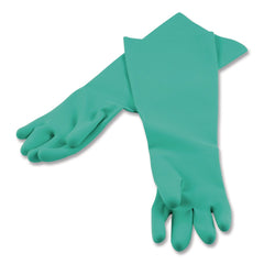 San Jamar 21 in. Long Nitrile Dishwashing Gloves - Medium/Green (1-Pair)