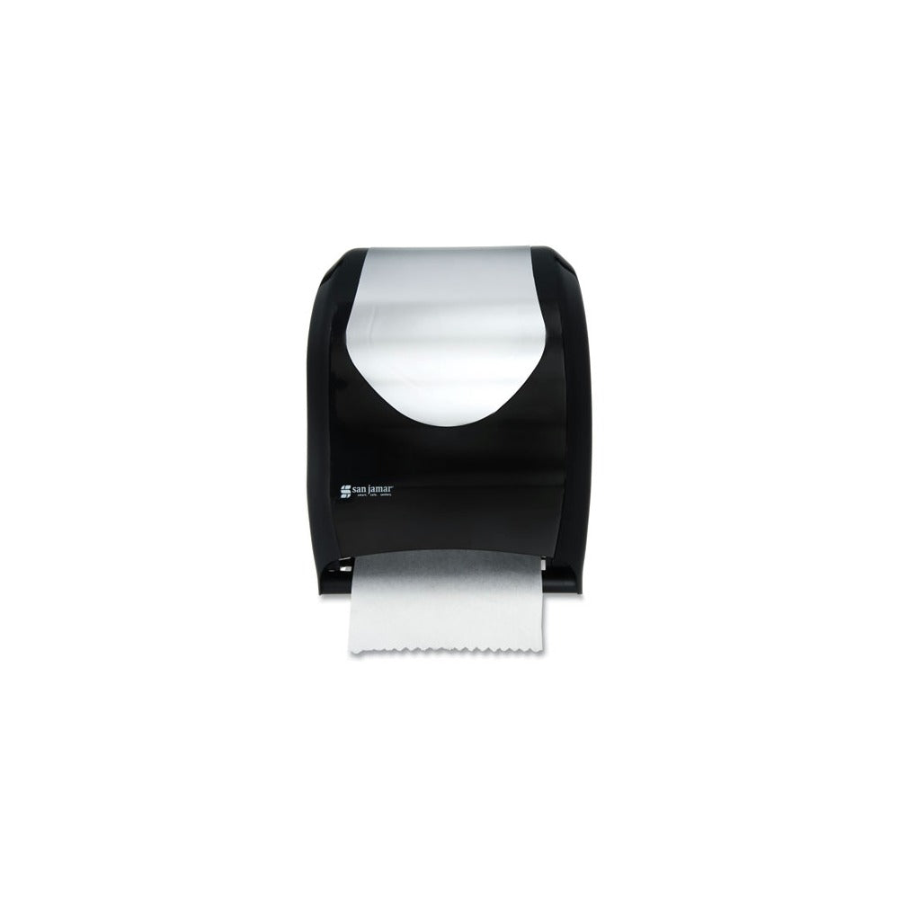 San Jamar 16.75 in. x 10 in. x 12.5 in. Tear-N-Dry Touchless Roll Towel Dispenser - Black/Silver
