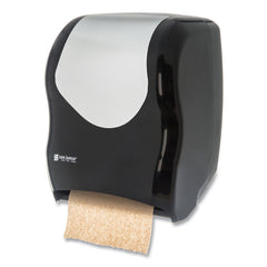 San Jamar 16.75 in. x 10 in. x 12.5 in. Tear-N-Dry Touchless Roll Towel Dispenser - Black/Silver