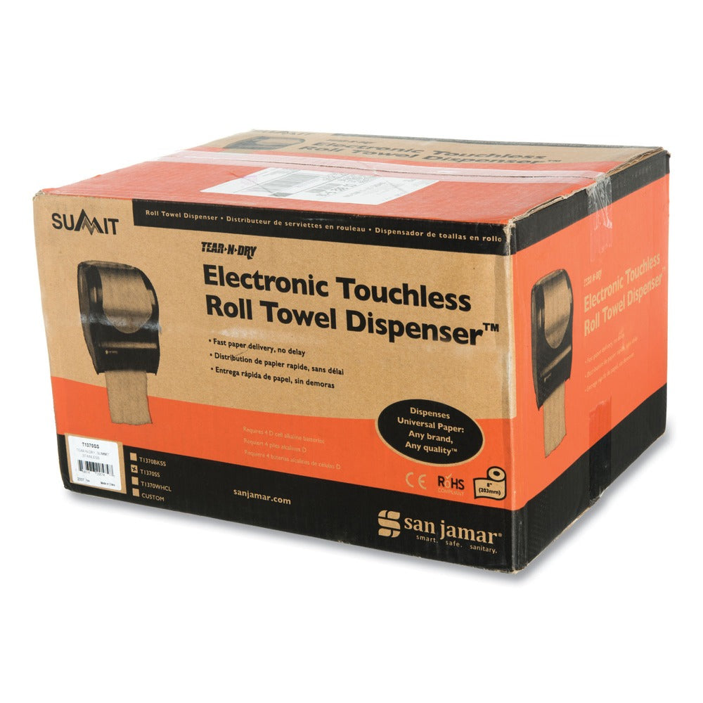 San Jamar Tear-N-Dry 16.75 in. x 10 in. x 12.5 in. Touchless Roll Towel Dispenser - Silver