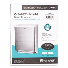San Jamar 11.38 in. x 4 in. x 14.75 in. C-Fold/Multifold Towel Dispenser - Chrome
