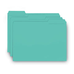 Smead 1/3-Cut Tabs Assorted Letter Size 0.75 in. Expansion Interior File Folders - Aqua (100/Box)