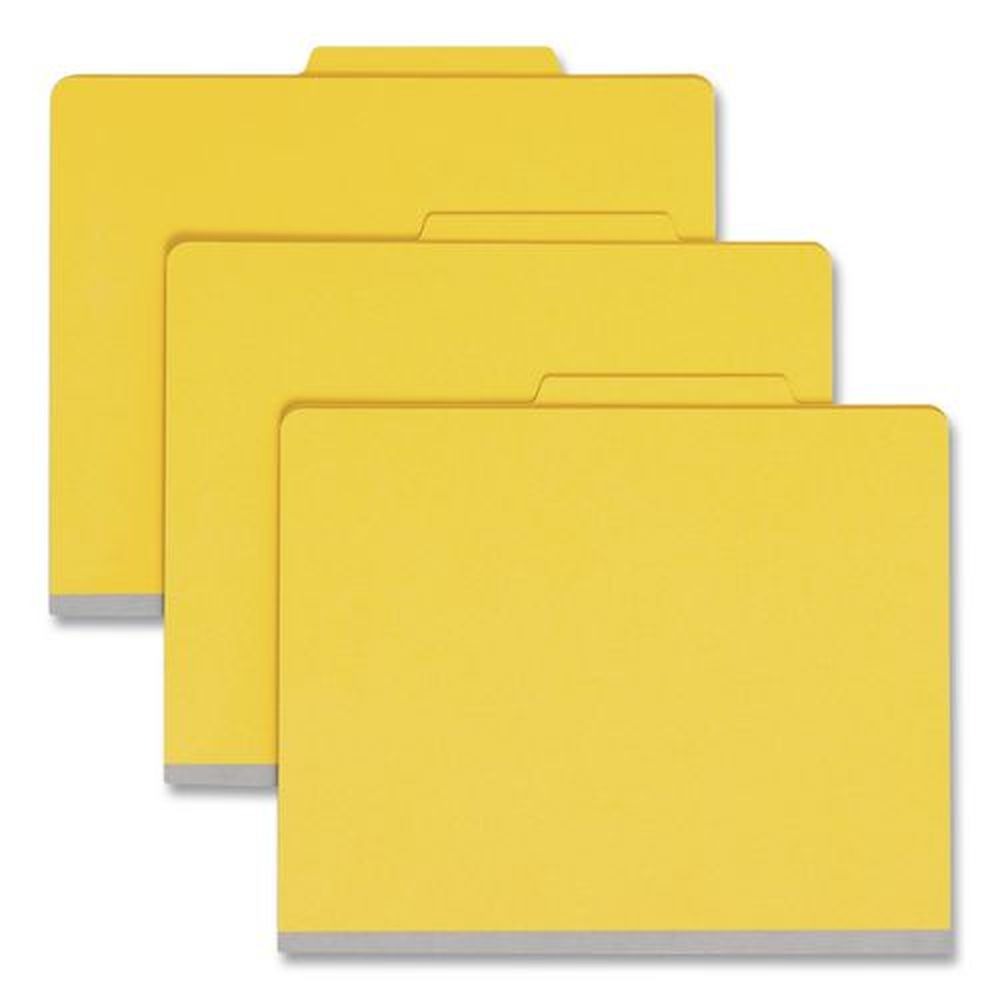Smead 2 in. Expansion Top Tab Classification Folders with 6 SafeSHIELD Fasteners - Letter Size/Yellow Exterior (10/Box)