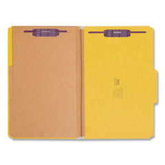 Smead 6 SafeSHIELD Fasteners 2 Dividers Legal Size 6-Section Pressboard Top Tab Pocket Classification Folders - Yellow (10/Box)