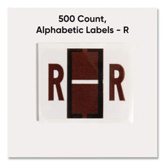 Smead 1 in. x 1.25 in. R Color-Coded End Tab Filing Labels - White (500/Roll)