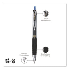 uni-ball Signo 207 0.5 mm Retractable Gel Pen - Blue Ink/Smoke/Black/Blue Barrel/Fine (1-Dozen)
