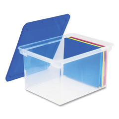 Storex 13.9 in. x 18.3 in. x 10.6 in. Letter/Legal Files Tote with Comfort Edges - Blue/Clear (4/Carton)