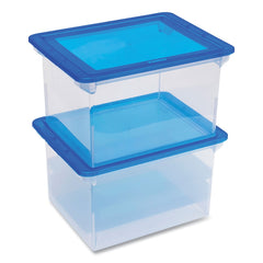 Storex 13.9 in. x 18.3 in. x 10.6 in. Letter/Legal Files Tote with Comfort Edges - Blue/Clear (4/Carton)