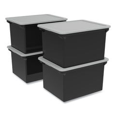 Storex 13.9 in. x 18.3 in. x 10.6 in. Legal/Letter Tote with Comfort Edges - Black (4/Carton)