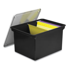 Storex 13.9 in. x 18.3 in. x 10.6 in. Legal/Letter Tote with Comfort Edges - Black (4/Carton)