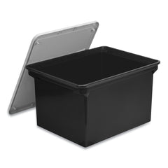 Storex 13.9 in. x 18.3 in. x 10.6 in. Legal/Letter Tote with Comfort Edges - Black (4/Carton)