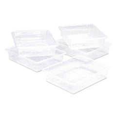 Storex Storage Tray, Flat, 1.69 gal, 10.65-in x 13.17-in x 2.96-in, Translucent, 5/Pack
