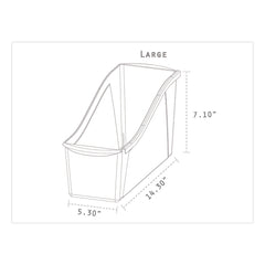 Storex Large Book Bin, 2 gal, 5.3-in x 14.3-in x 7-in, Black, 6/Pack