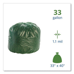 Stout by Envision Controlled Life-Cycle 33 in. x 40 in. 1.1 mil. 33 Gallon Plastic Trash Bags - Green (40/Box)