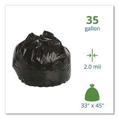 Stout by Envision 33 in. x 45 in. 2 mil. 35 Gallon Insect-Repellent Trash Bags - Black (80/Box)